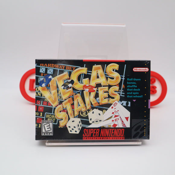 VEGAS STAKES - NEW & Factory Sealed with Authentic V-Seam! (SNES Super Nintendo)