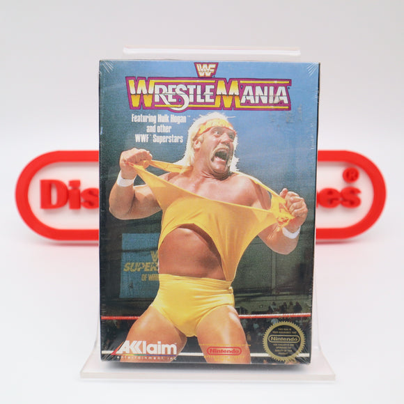 WWF / WWE WRESTLEMANIA - Early Print Round SOQ / SEAL OF QUALITY! - NEW & Factory Sealed with Authentic H-Seam! (NES Nintendo)