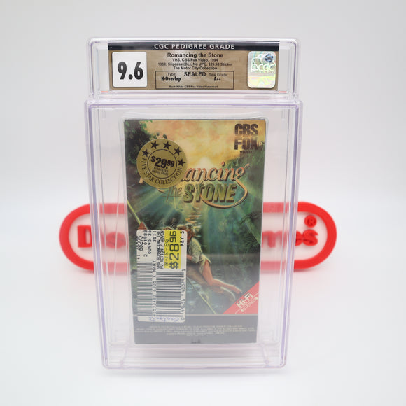 ROMANCING THE STONE - CGC PEDIGREE GRADED 9.6 A++! NEW & Factory Sealed with Authentic H-Overlap Seam! (VHS)