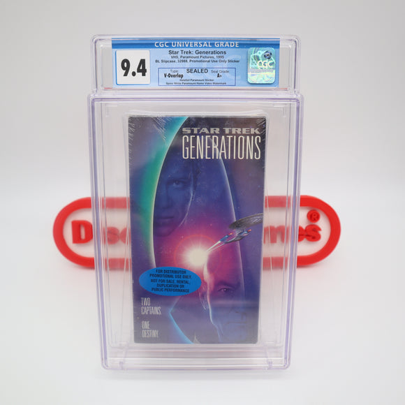 STAR TREK: GENERATIONS (PROMOTIONAL COPY!) CGC GRADED 9.4 A+! NEW & Factory Sealed with Authentic V-Overlap Seam! (VHS)