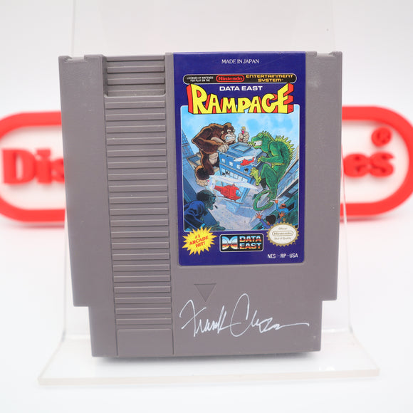 RAMPAGE - FRANK CIROCCO AUTOGRAPHED CARTRIDGE (THE ORIGINAL ARTIST)! Cleaned & Tested! (NES Nintendo)