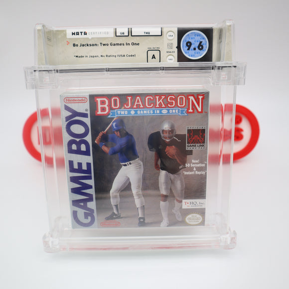 BO JACKSON BASEBALL/FOOTBALL TWO GAMES IN ONE - WATA GRADED 9.6 A! NEW & Factory Sealed with Authentic H-Seam! (Game Boy Original)