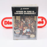 KONAMI: WHERE IN TIME IS CARMEN SANDIEGO? - NEW & Factory Sealed with Authentic 3-Sided Seam! (NES Nintendo)
