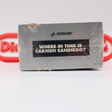 KONAMI: WHERE IN TIME IS CARMEN SANDIEGO? - NEW & Factory Sealed with Authentic 3-Sided Seam! (NES Nintendo)