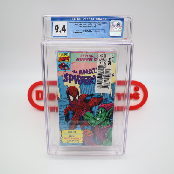 AMAZING SPIDER-MAN: REVENGE OF THE GREEN GOBLIN - CGC GRADED 9.4 A+! NEW & Factory Sealed with Authentic H-Overlap Seam! (VHS)