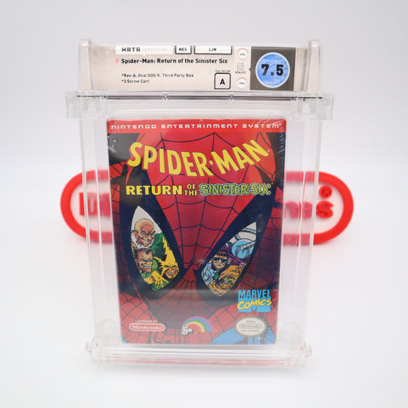 SPIDER-MAN: RETURN OF THE SINISTER SIX - WATA GRADED 7.5 A! NEW & Factory Sealed with Authentic V-Overlap Seam! (NES Nintendo)