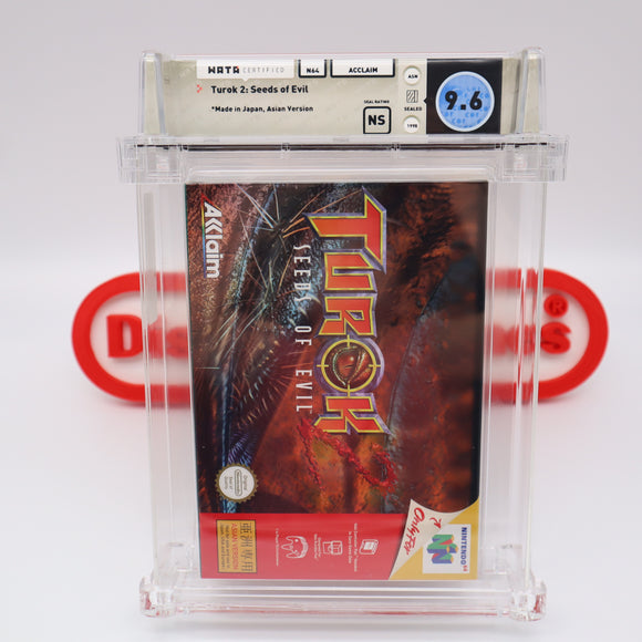 TUROK 2: SEEDS OF EVIL (Asian Version) - WATA GRADED 9.6 NS! NEW & Factory Sealed! (Nintendo 64 N64)