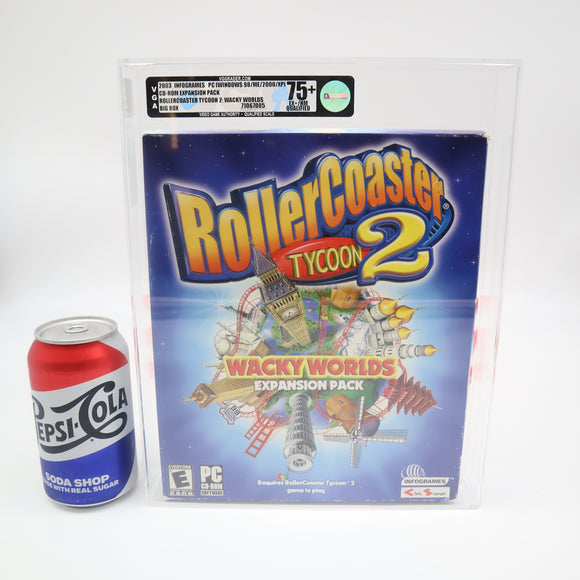 ROLLERCOASTER TYCOON 2: WACKY WORLDS - VGA GRADED 75+ QUALIFIED! NEW & UNUSED BIG BOX! (PC / CD-ROM / WINDOWS)