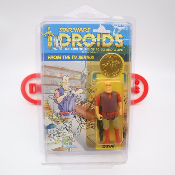 JORD DUSAT WITH COLLECTOR'S COIN - 12 BACK - NEW Authentic & Factory Sealed + STAR CASE! (MOC Vintage Star Wars DROIDS Figure)