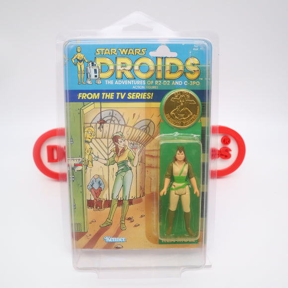 KEA MOLL WITH COLLECTOR'S COIN - 12 BACK - NEW Authentic & Factory Sealed + STAR CASE! (MOC Vintage Star Wars DROIDS Figure)