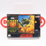 DESERT STRIKE RETURN TO THE GULF (MIJ) - NEW & Factory Sealed with Authentic H-Overlap Seam! (SNES Super Nintendo)
