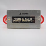 KONAMI: WHERE IN TIME IS CARMEN SANDIEGO? NEW & Factory Sealed with Authentic 3-Sided Seam! (NES Nintendo)