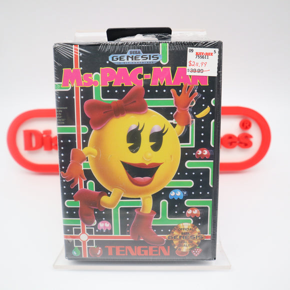 MS. PAC-MAN / MRS. PACMAN - NEW & Factory Sealed CLAMSHELL Case with Authentic V-Overlap Seam! (Sega Genesis)