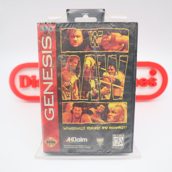 WWF RAW / WWE WRESTLING - NEW & Factory Sealed with Authentic V-Overlap Seam! (Sega Genesis)