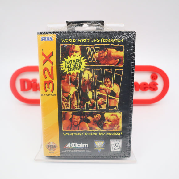 WWF RAW / WWE WRESTLING - NEW & Factory Sealed with Authentic 3-Sided Seam! (Sega Genesis 32X)