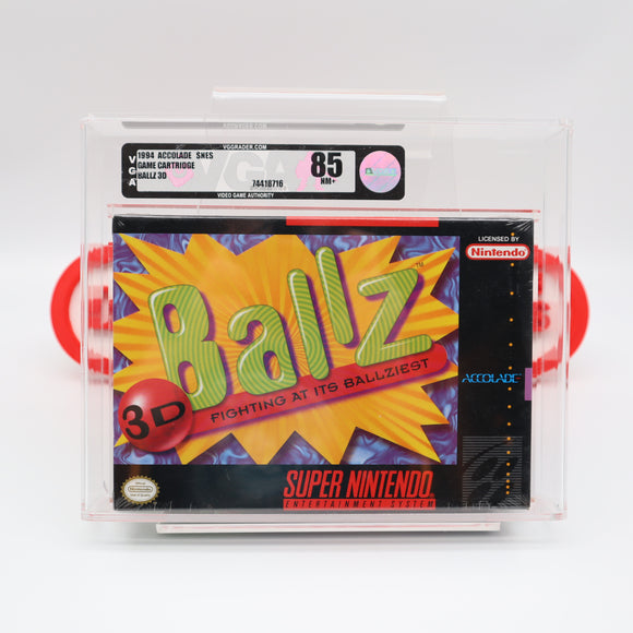 BALLZ 3D / BALLS 3-D - VGA GRADED 85 NM+ SILVER! NEW & Factory Sealed with Authentic V-Seam! (SNES Super Nintendo)