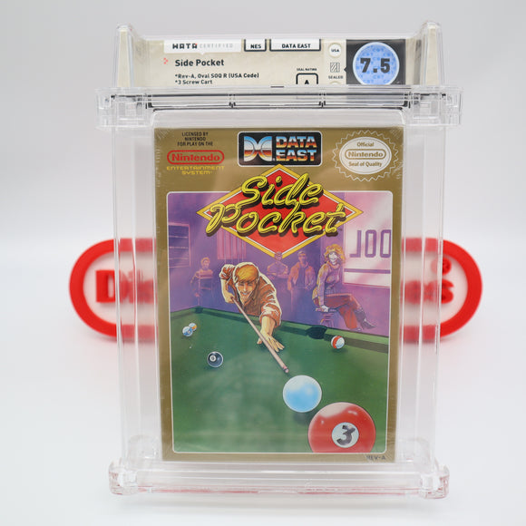 SIDE POCKET POOL / BILLIARDS - WATA GRADED 7.5 A! NEW & Factory Sealed with Authentic H-Seam! (NES Nintendo)