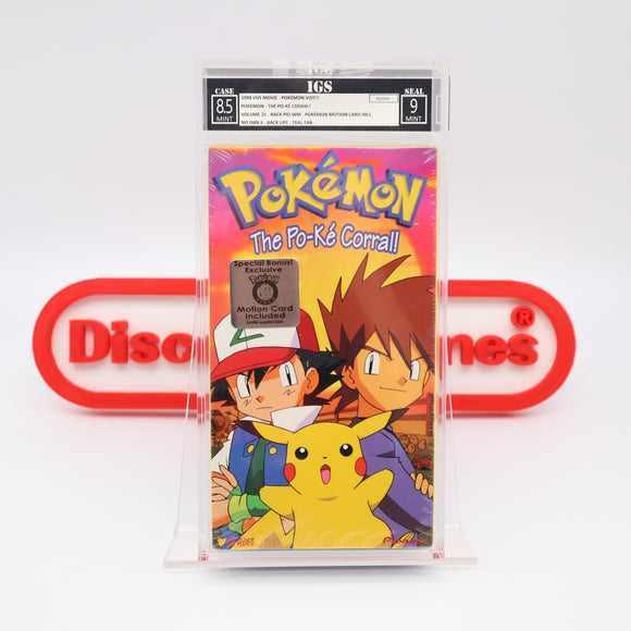 POKEMON: THE PO-KE CORRAL - IGS GRADED 8.5 BOX & 9 SEAL! NEW & Factory Sealed with Authentic V-Overlap Seam! (VHS)