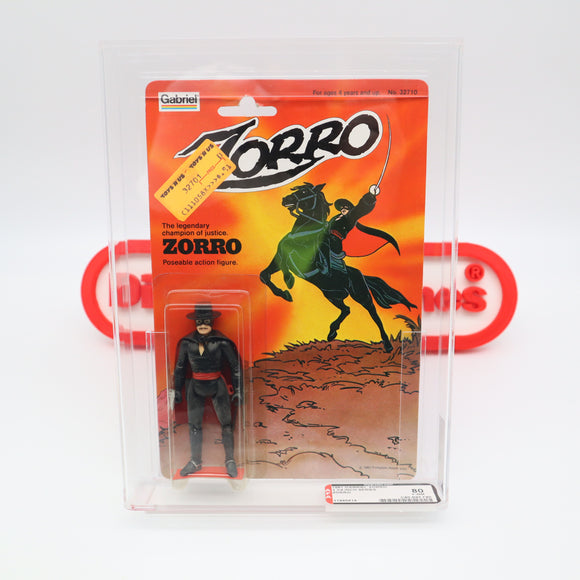 1981 GABRIEL ZORRO - AFA GRADED 80 Y-NM - NEW Authentic & Factory Sealed! (MOC Vintage Zorro Figure)