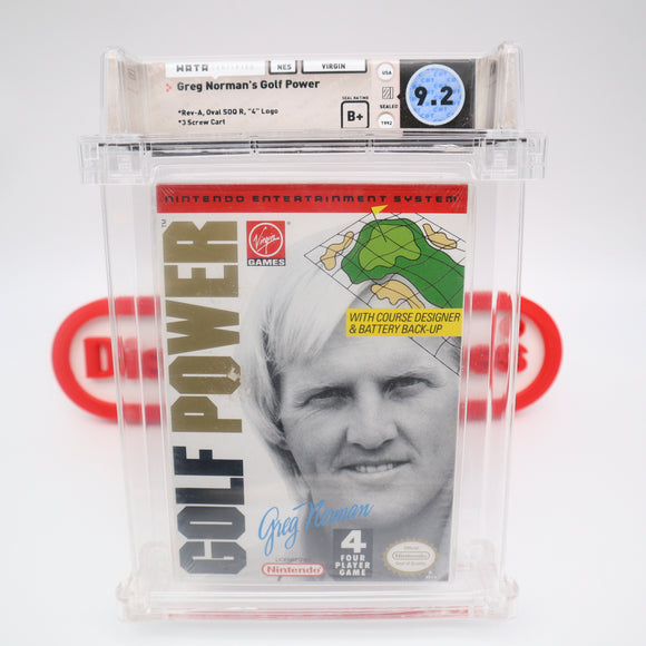 GREG NORMAN'S GOLF POWER - WATA GRADED 9.2 B+! NEW & Factory Sealed with Authentic H-Seam! (NES Nintendo)
