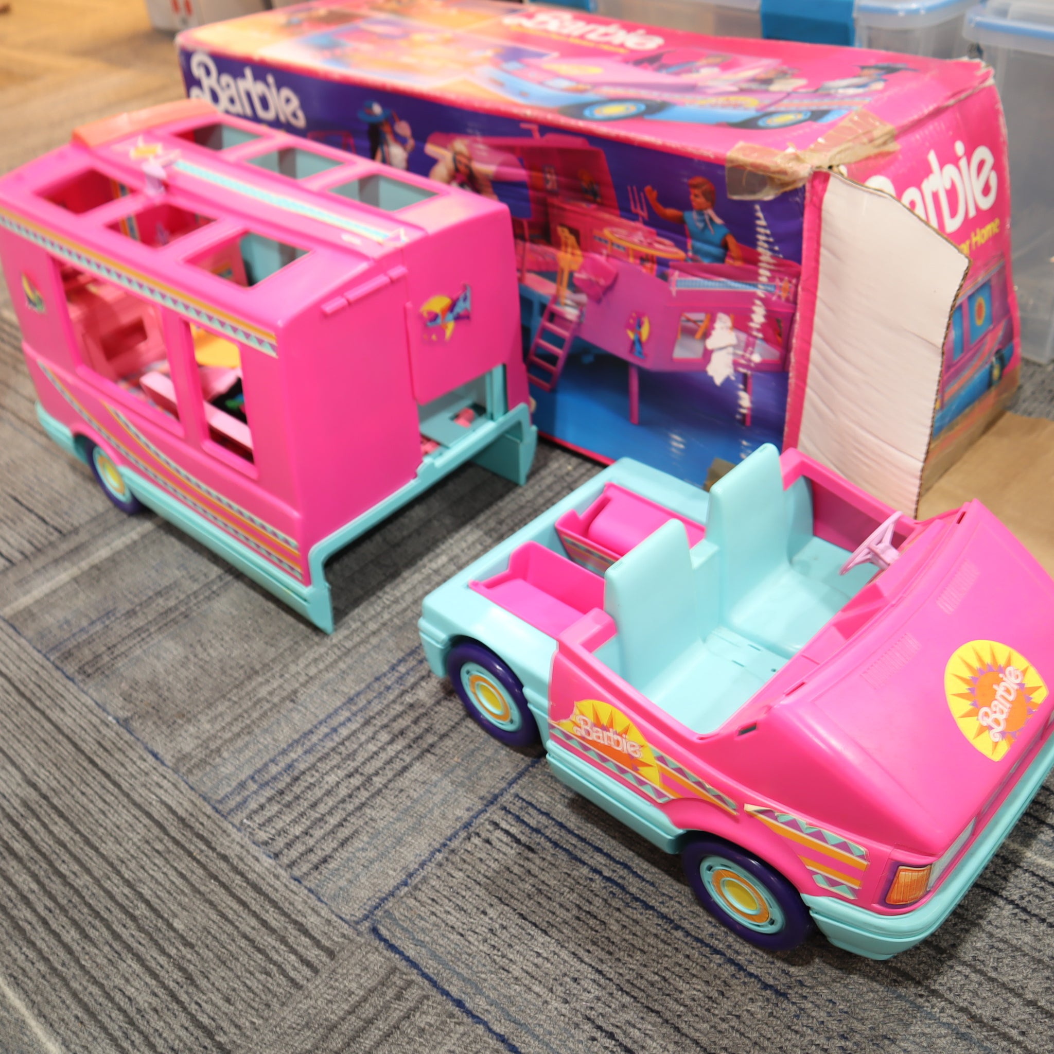 VINTAGE 1989 MATTEL BARBIE WESTERN FUN MOTOR HOME WITH BOX DiscountGamesOnline