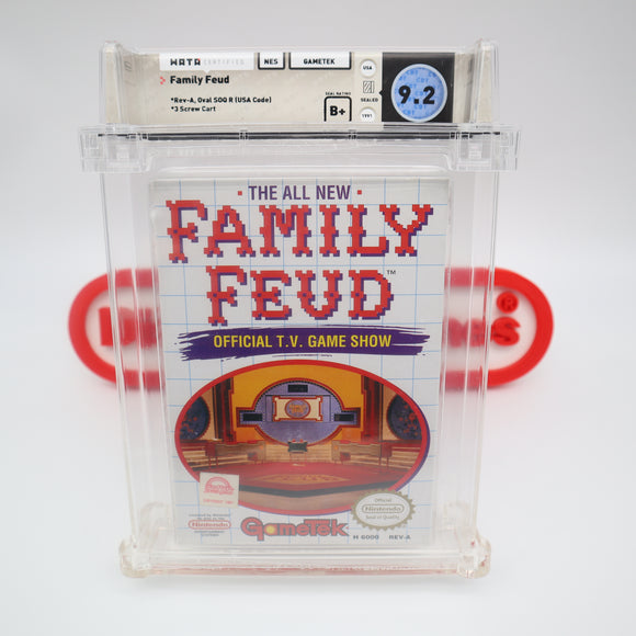 FAMILY FEUD - OFFICIAL T.V. GAME SHOW - WATA GRADED 9.2 B+! NEW & Factory Sealed with Authentic H-Seam! (NES Nintendo)