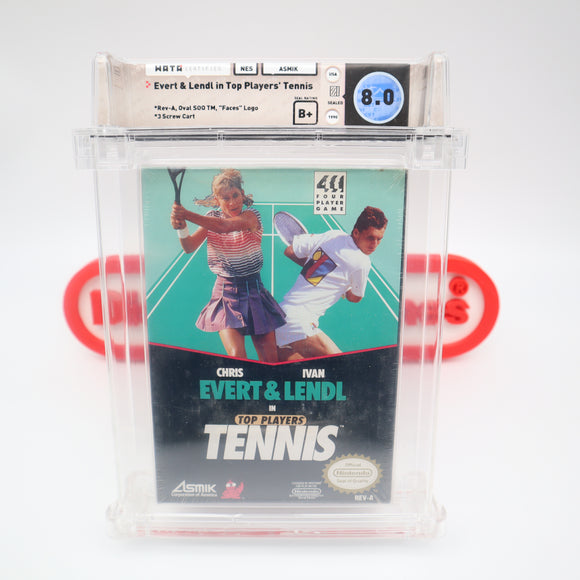 EVERT & LENDL IN TOP PLAYERS' TENNIS - WATA GRADED 8.0 B+! NEW & Factory Sealed with Authentic H-Seam! (NES Nintendo)