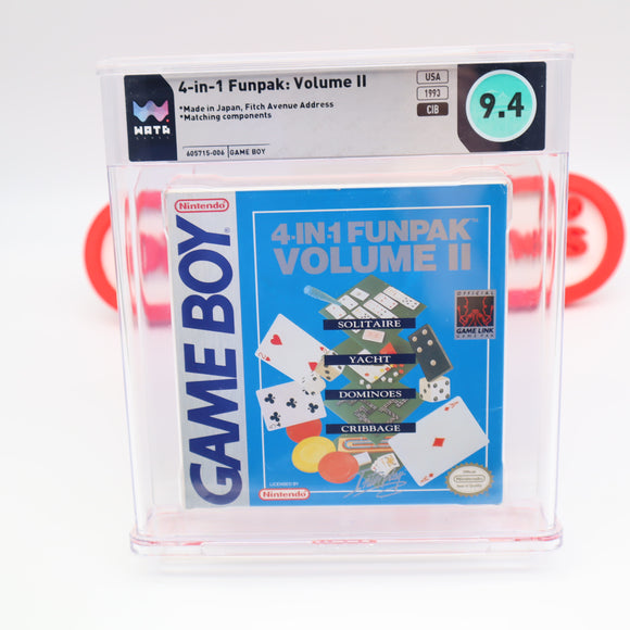 4-IN-1 FUNPAK: VOLUME II 2 - WATA GRADED 9.4 CIB! (Game Boy Original)