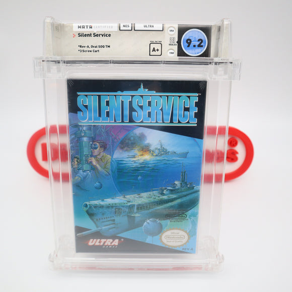 SILENT SERVICE - WATA GRADED 9.2 A+! NEW & Factory Sealed with Authentic H-Seam! (NES Nintendo)