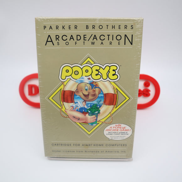 POPEYE (UPSIDE-DOWN BOX BACK) - NEW & Factory Sealed with Authentic 3-Sided Seal! (Atari 400 / 800)