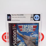 TOP GUN: FIRE AT WILL - RIDGED LONGBOX - WATA GRADED 8.5 A! NEW & Factory Sealed! (PS1 PlayStation 1)