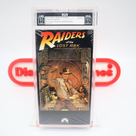 INDIANA JONES: RAIDERS OF THE LOST ARK - IGS GRADED 9.5 BOX & 9.5 SEAL! NEW & Factory Sealed with Authentic V-Overlap Seam! (VHS)