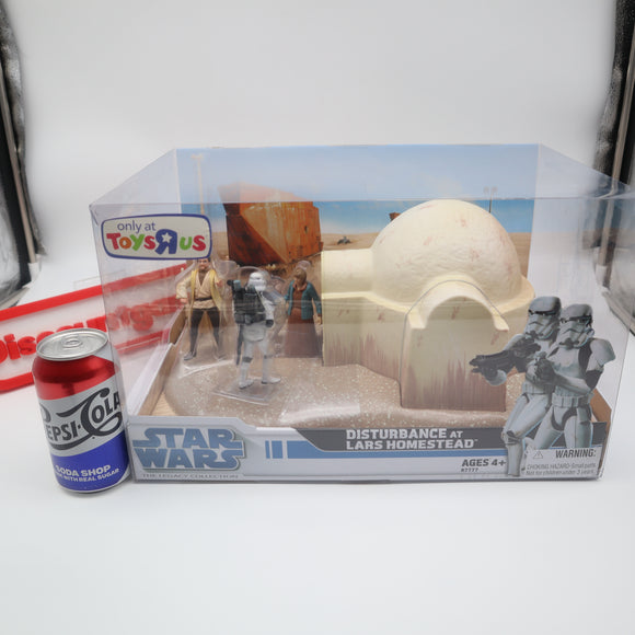 STAR WARS THE LEGACY COLLECTION: DISTURBANCE AT LARS HOMESTEAD + 4 FIGURES - TOYS R US EXCLUSIVE - NEW Authentic & Factory Sealed!