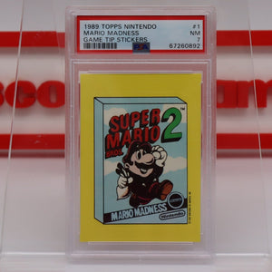 #1 MARIO MADNESS - SUPER MARIO BROS. 2 - GRADED PSA 7 TRADING CARD - 1989 TOPPS NINTENDO GAME PACKS