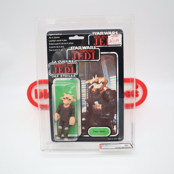 REE-YEES - AFA GRADED 80+ NM 70 BACK-B TRI-LOGO - NEW Authentic & Factory Sealed! (MOC Vintage Star Wars Figure)