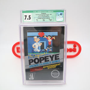 POPEYE - CGC GRADED 7.5 CIB! ROUND SOQ BLACK-BOX GAME! (NES Nintendo)