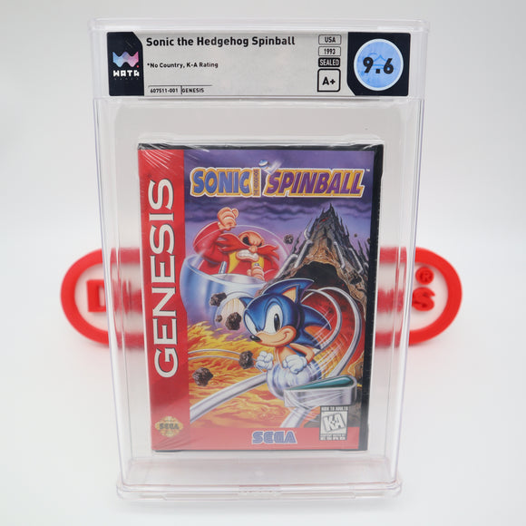 SONIC THE HEDGEHOG SPINBALL / PINBALL - WATA GRADED 9.6 A+! NEW & Factory Sealed with Authentic V-Overlap Seam! (Sega Genesis)