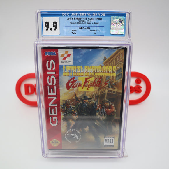 LETHAL ENFORCERS II 2: GUN FIGHTERS - CGC GRADED 9.9 A+! NEW & Factory Sealed with Authentic Tube Seal! (Sega Genesis)