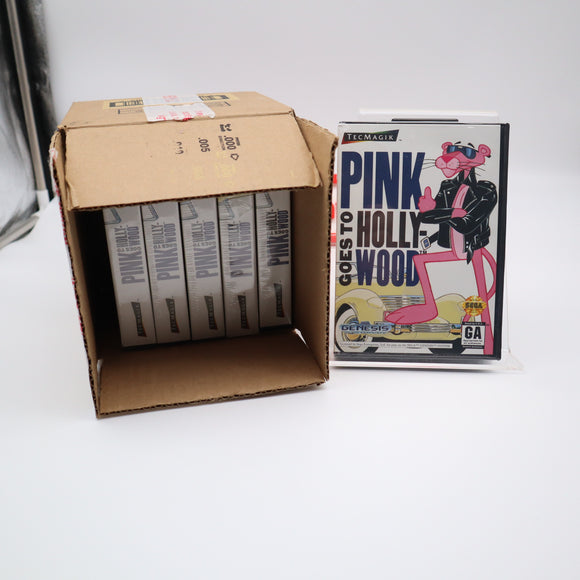 RESERVED LISTING - FULL CASE OF SIX (6) COPIES OF PINK GOES TO HOLLYWOOD - CASE FRESH - NEW & Factory Sealed! (Sega Genesis)