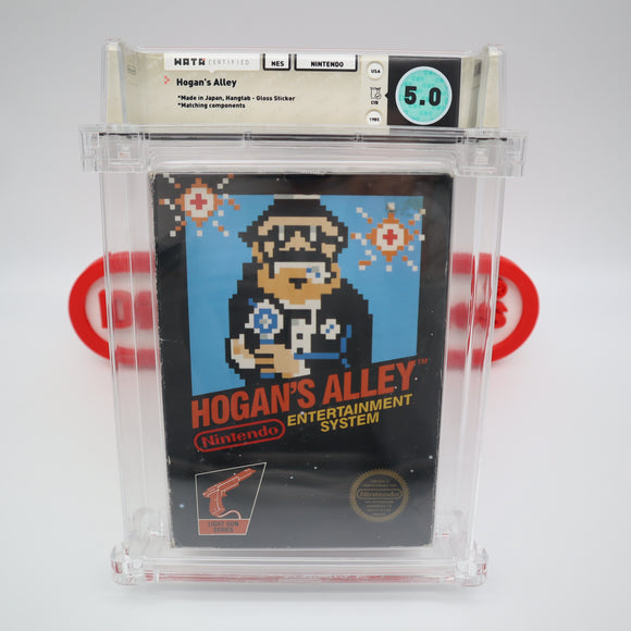 HOGAN'S ALLEY - WATA GRADED 5.0 CIB! GLOSS STICKER, HANGTAB, BLACK BOX GAME! (NES Nintendo)