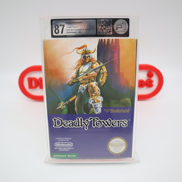 DEADLY TOWERS - PLAYER 1 GRADING 87/100! NEW & Factory Sealed with Authentic H-Seam! (NES Nintendo)