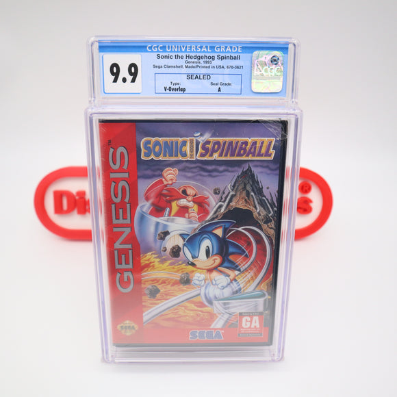 SONIC THE HEDGEHOG SPINBALL / PINBALL (GA FIRST PRINT!) CGC GRADED 9.9 A! NEW & Factory Sealed with Authentic V-Overlap Seam! (Sega Genesis)
