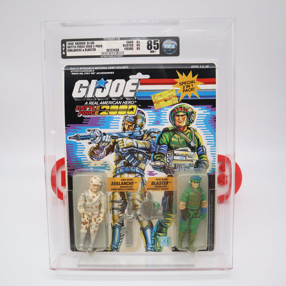 BATTLE FORCE 2000 2-PACK: AVALANCHE & BLASTER - 1988 HASBRO - AFA GRADED 85 NM+ NEW Authentic & Factory Sealed! (MOC Vintage G.I. Joe Figure)