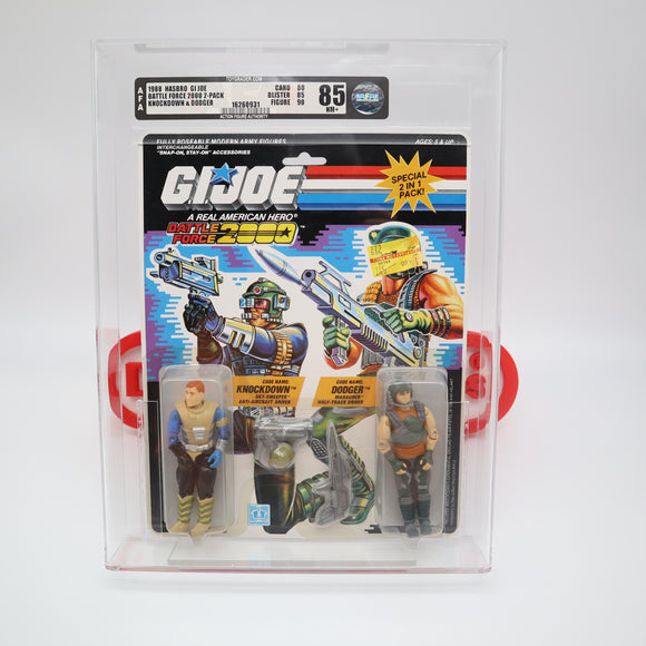 BATTLE FORCE 2000 2-PACK: KNOCKDOWN & DODGER - 1988 HASBRO - AFA GRADED 85 NM+ NEW Authentic & Factory Sealed! (MOC Vintage G.I. Joe Figure)