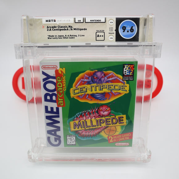 ARCADE CLASSICS 2 II: MILLIPEDE & CENTIPEDE - WATA GRADED 9.6 A++! NEW & Factory Sealed with Authentic H-Seam! (Game Boy Original)