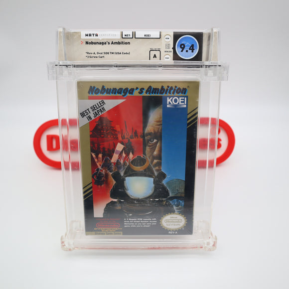 NOBUNAGA'S AMBITION - WATA GRADED 9.4 A! NEW & Factory Sealed with Authentic H-Seam! (NES Nintendo)