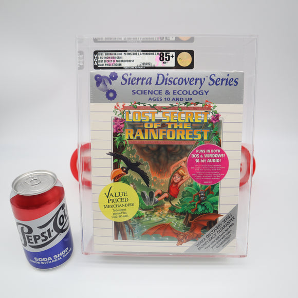 SIERRA DISCOVERY SERIES: LOST SECRET OF THE RAINFOREST - VGA GRADED 85+ NM+ GOLD! NEW & Factory Sealed! (PC 3 1/2