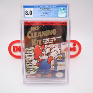 NES CLEANING KIT with SUPER MARIO COVER! CGC GRADED 8.0 A! NEW & Factory Sealed with Authentic 3-Sided Seam! (NES Nintendo)