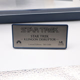 STAR TREK MASTER REPLICAS ST-104 KLINGON DISRUPTOR LIMITED EDITION #745/1500! WITH ORIGINAL BOX & SHIPPING CARTON!
