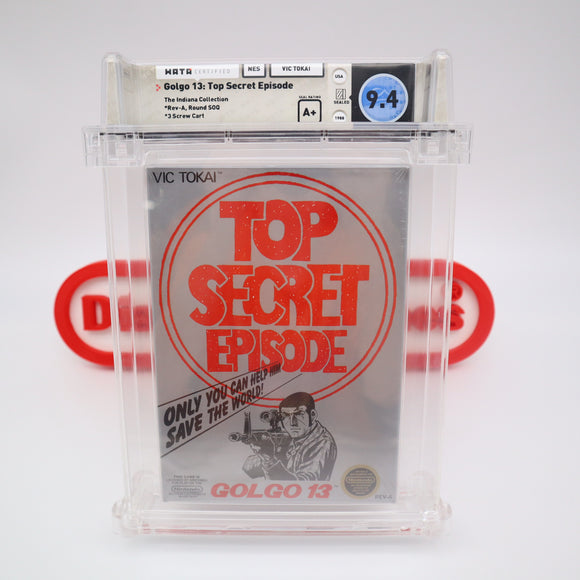 GOLGO 13: TOP SECRET EPISODE - ROUND SOQ WATA PEDIGREE GRADED 9.4 A+! NEW & Factory Sealed with Authentic H-Seam! (NES Nintendo)
